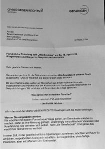 Gemeinsame Einladung "Wahlkreistag" von "Omas gegen Rechts" und OB Ceffalia